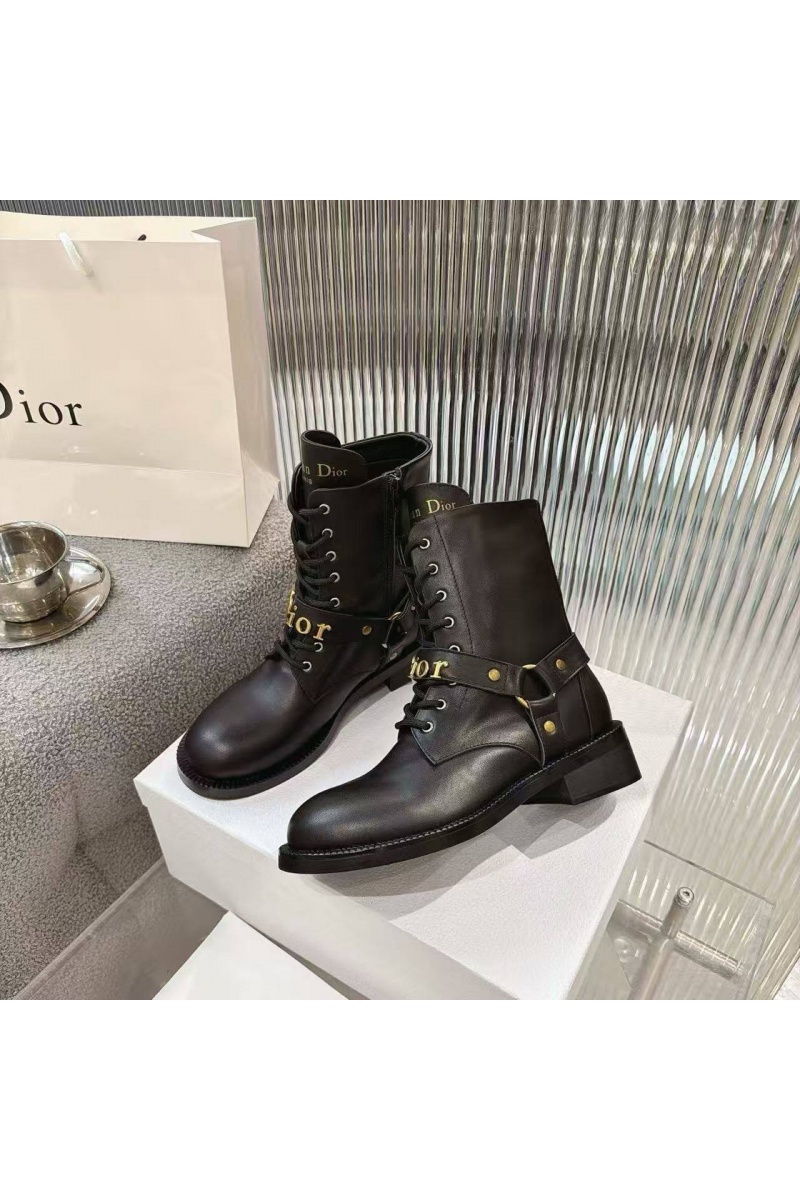 Dior Женские кожаные ботинки на шнуровке 