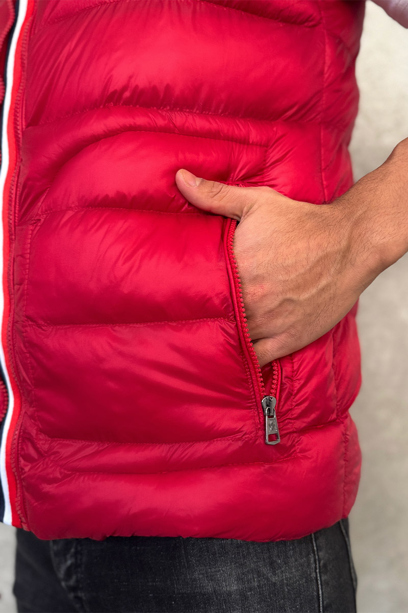 Moncler Мужской красный жилет logo-patch