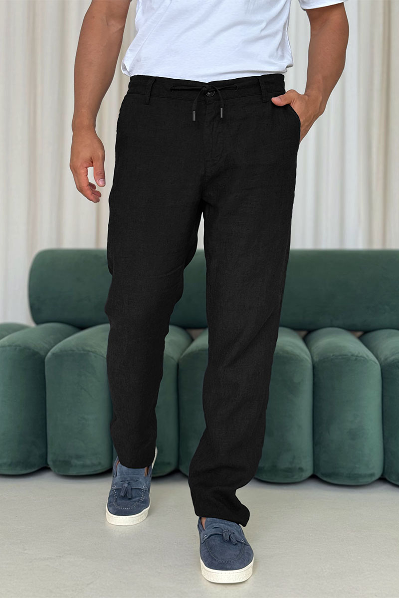 Loro Piana Льняные брюки чёрного цвета 