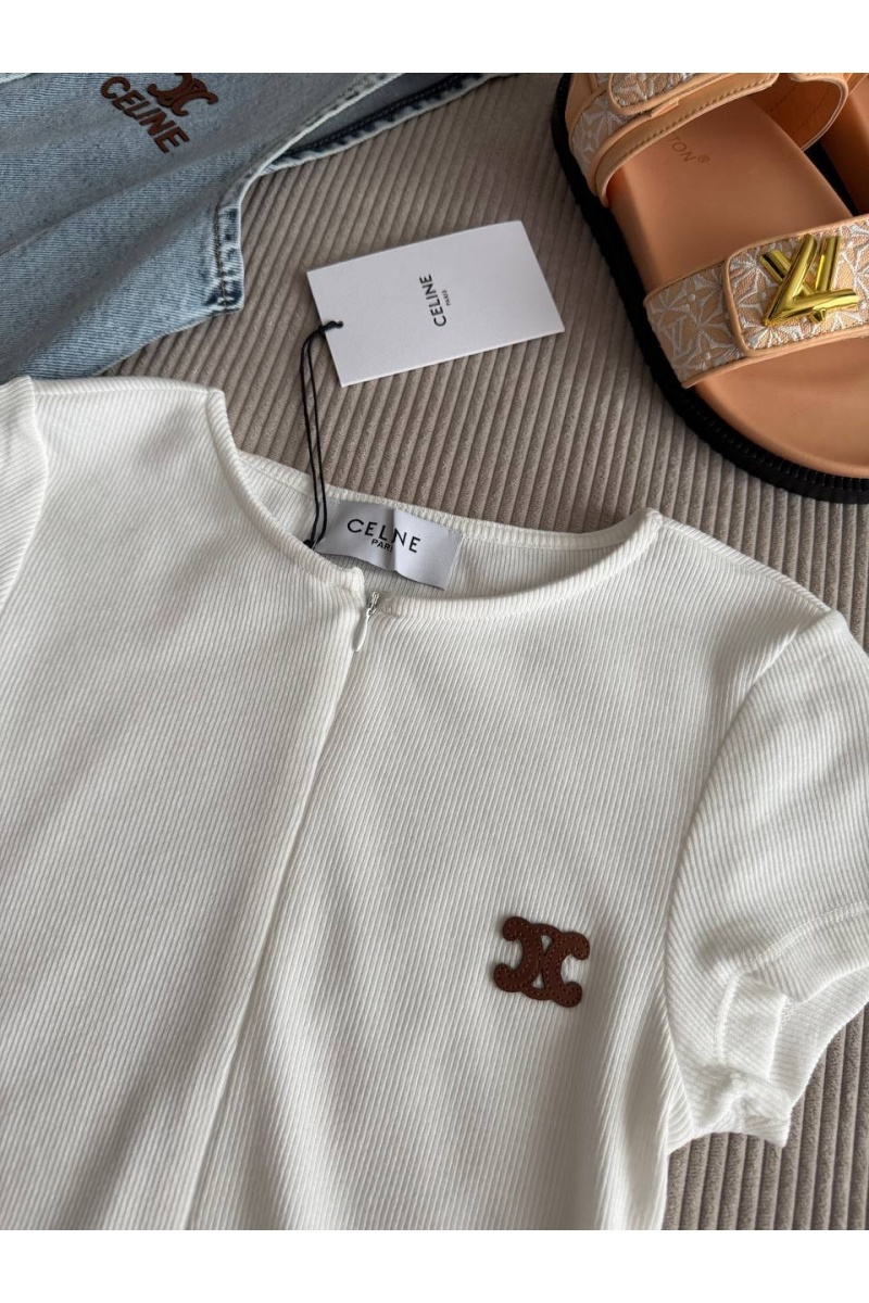Celine Белая женская футболка premium