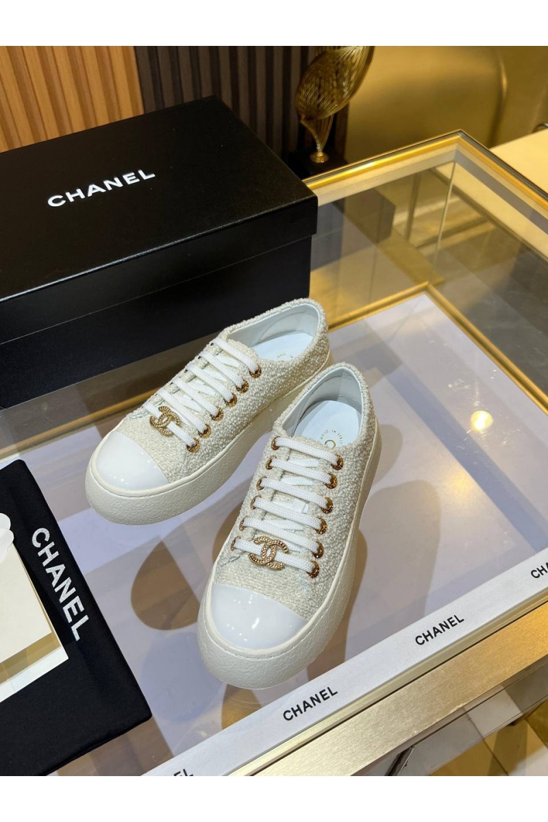 Chаnеl Женские комбинированные кроссовки Premium - White