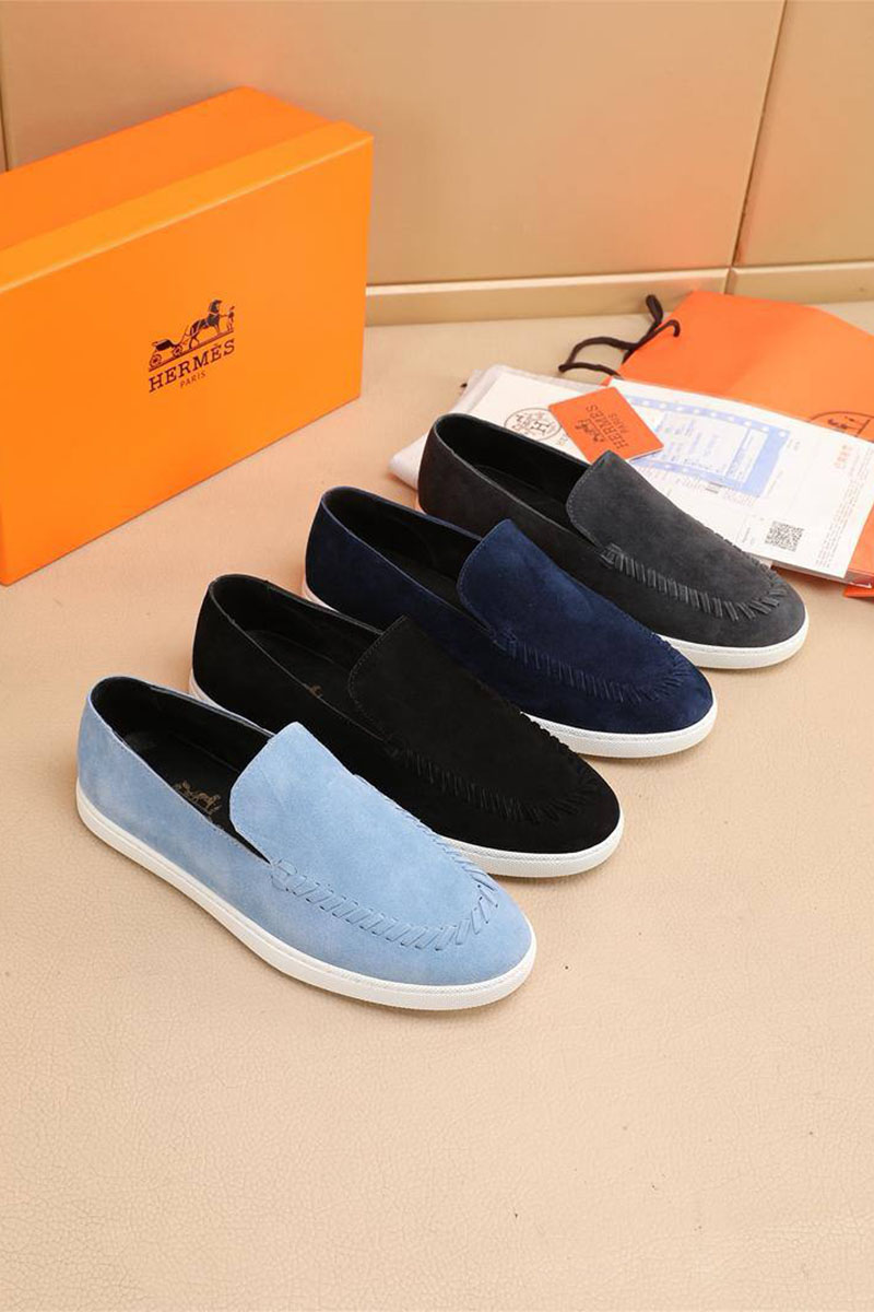 Hermes Мужские замшевые лоферы Julian - Navy