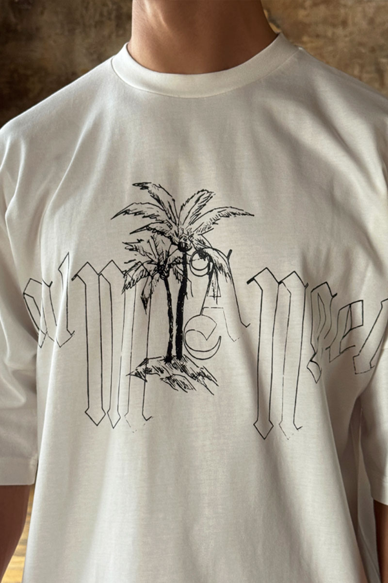 Palm Angels Белая оверсайз футболка logo print
