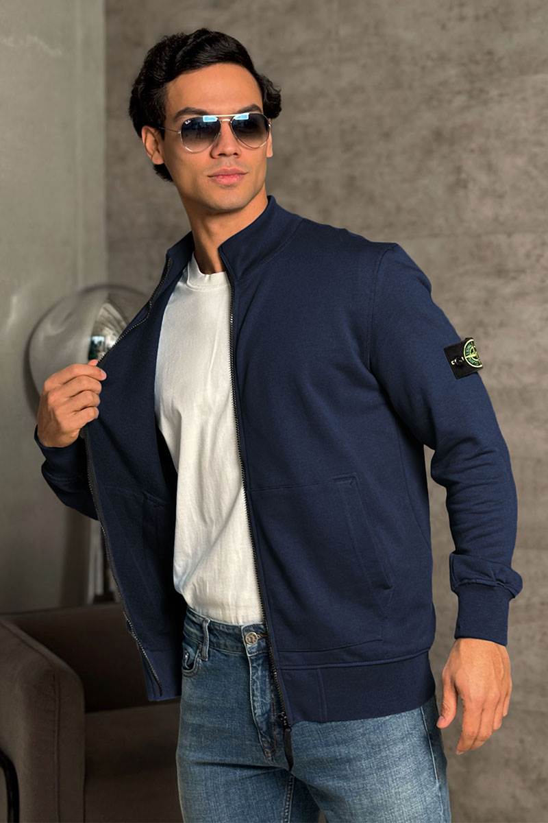 Stone Island Кофта тёмно-синего цвета Zip-Up Compass-patch