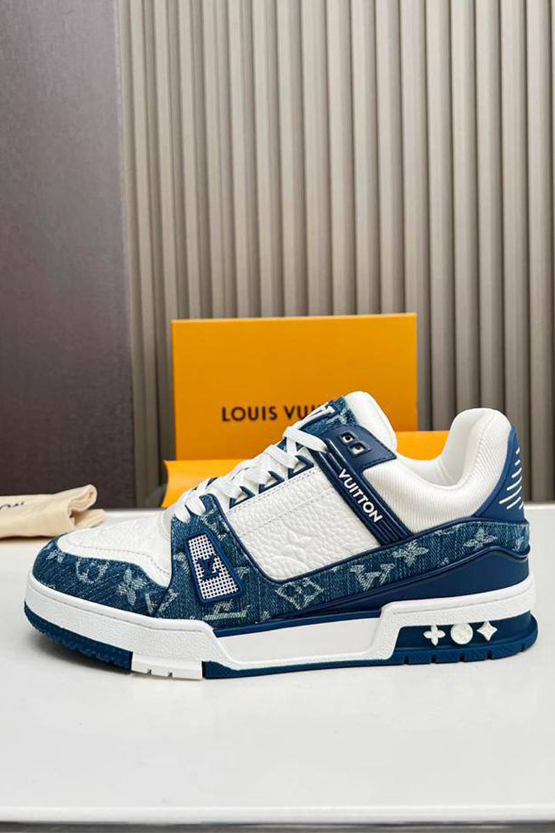 Lоuis Vuittоn Кожаные кроссовки Trainer Monogram - White / Blue