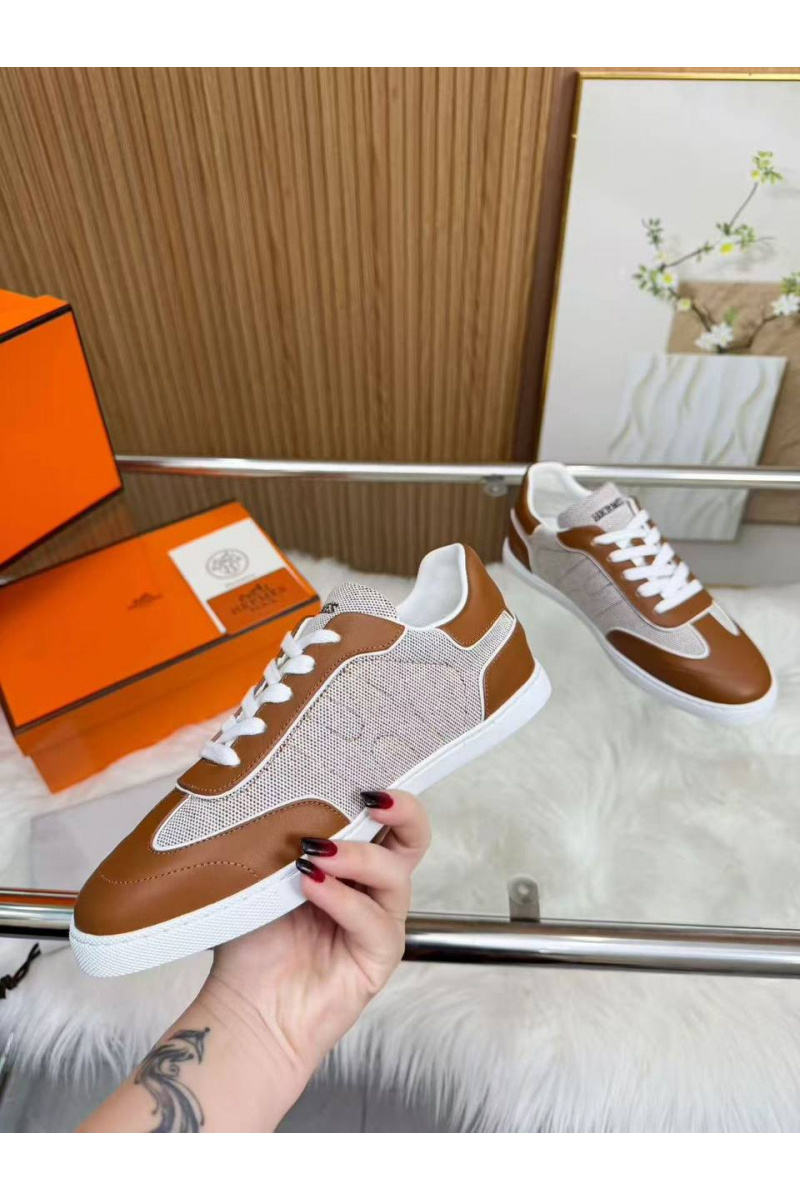 Hermes Женские кожаные кроссовки Match