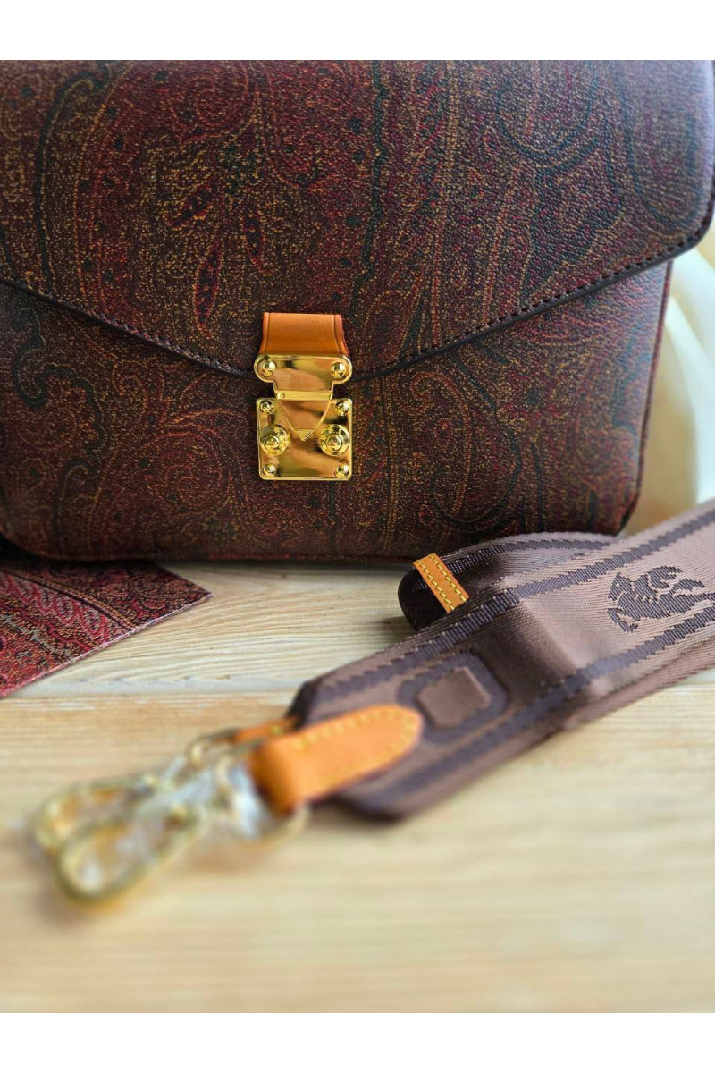Etro Кожаная сумка с узором пейсли 24x17 см