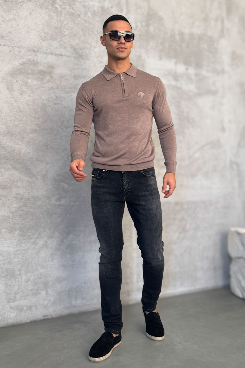 Stеfаnо Riссi Бежевое поло с длинным рукавом zip-up 