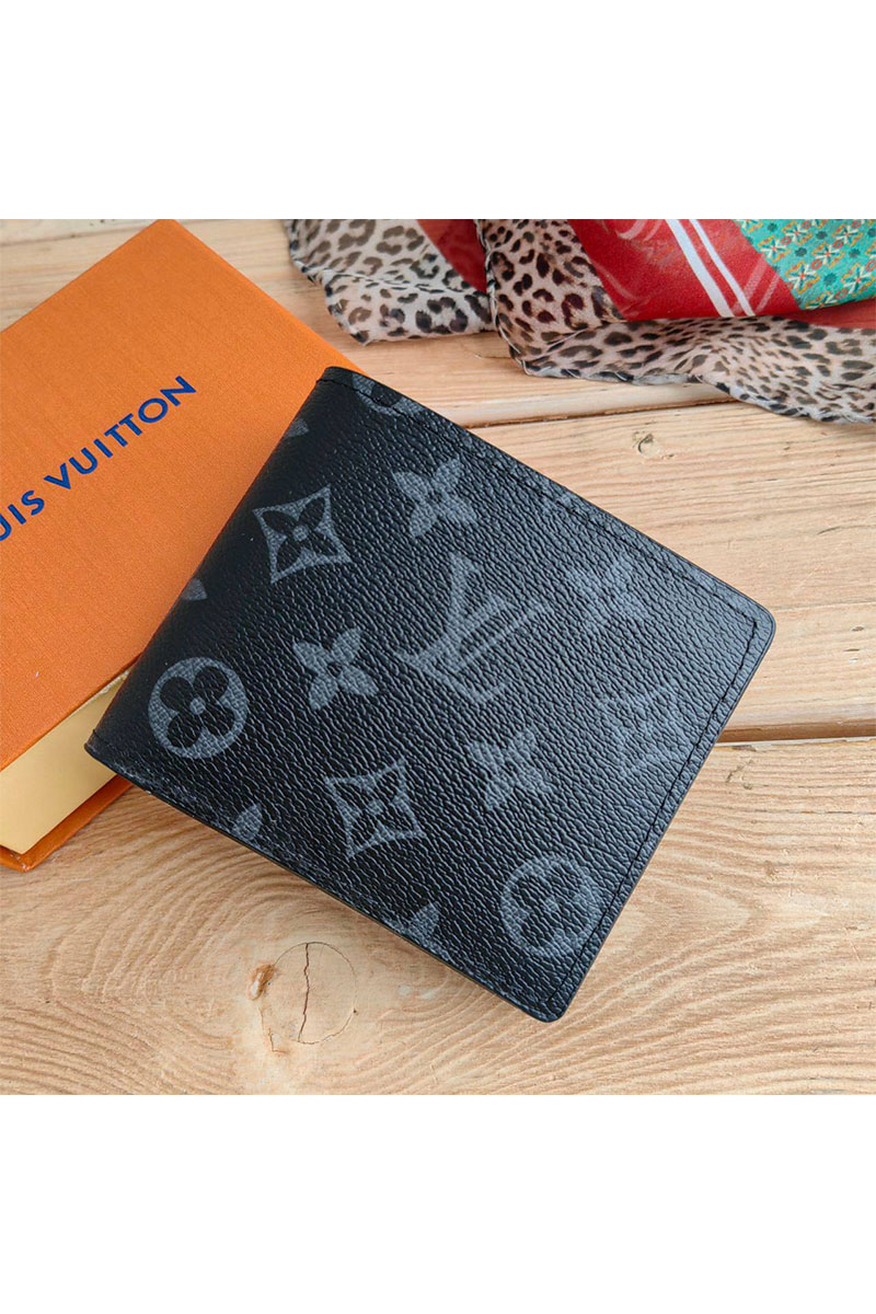 Lоuis Vuittоn Кожаный кошелёк Marco Monogram Eclipse 11x9.5 см