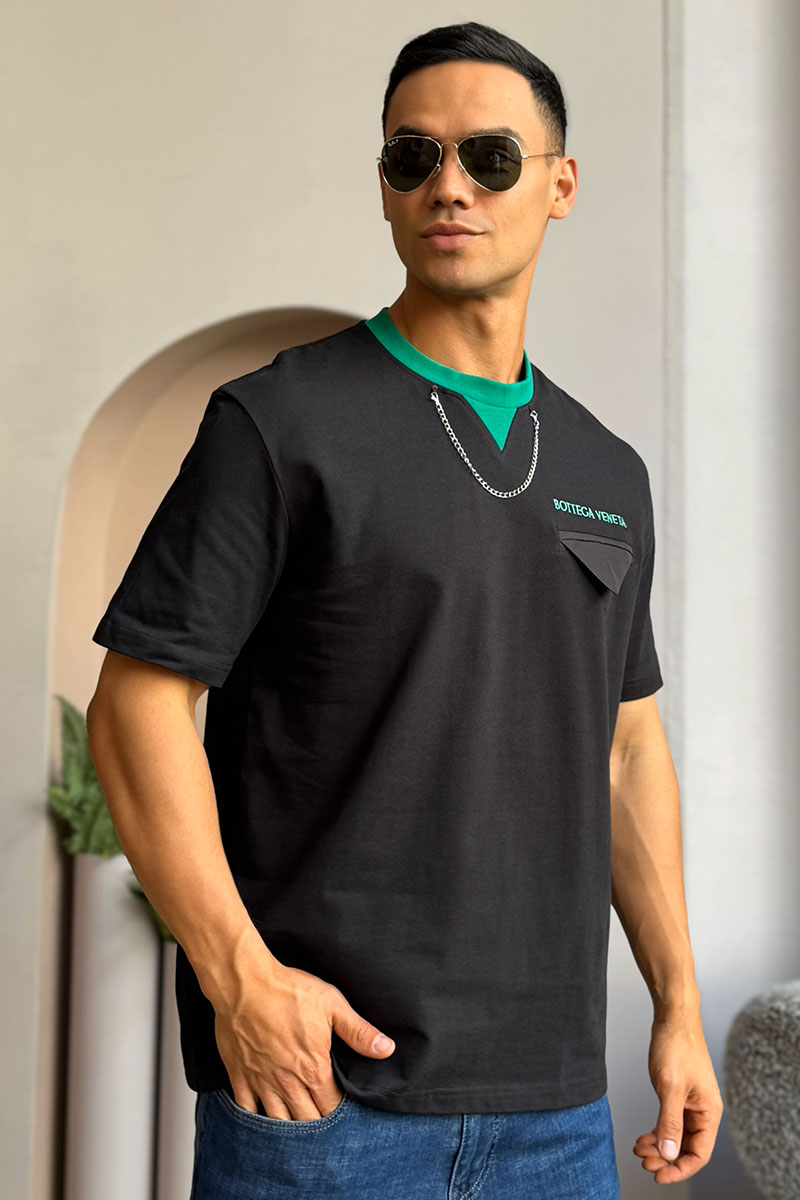 Bottega Veneta Чёрная оверсайз футболка Chain