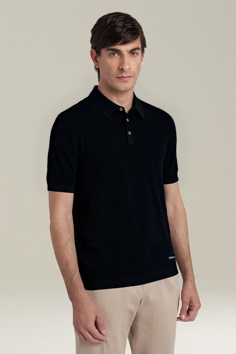 Kiton Мужское чёрное поло premium