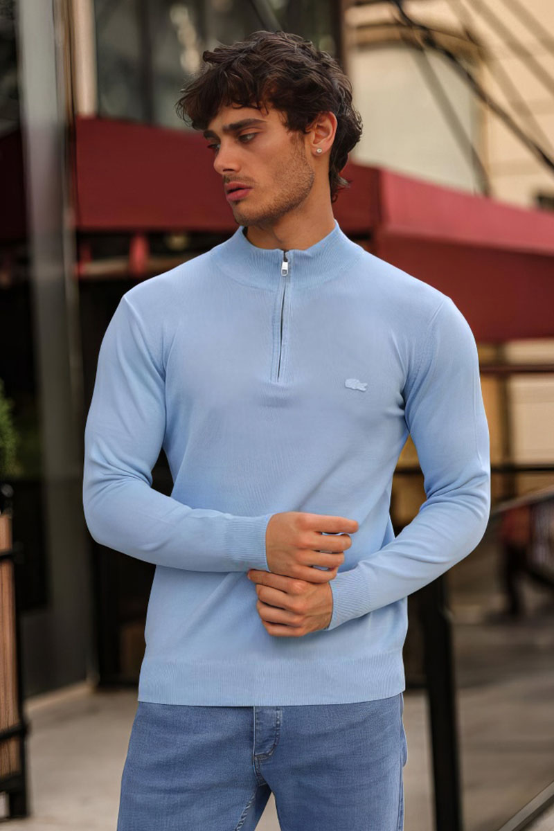 Lacoste Мужской голубой джемпер Zip Neck 