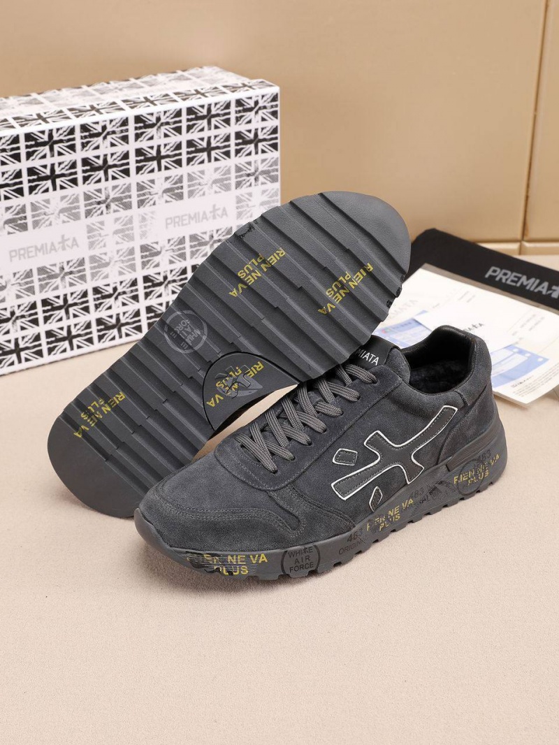 Premiata Замшевые кроссовки с мехом low-top - Grey