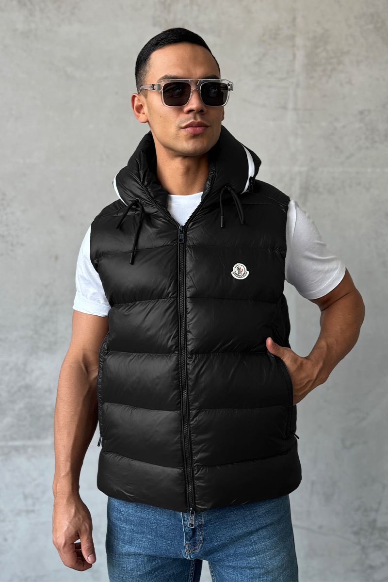 Moncler Мужской чёрный жилет Cardamine logo-patch 