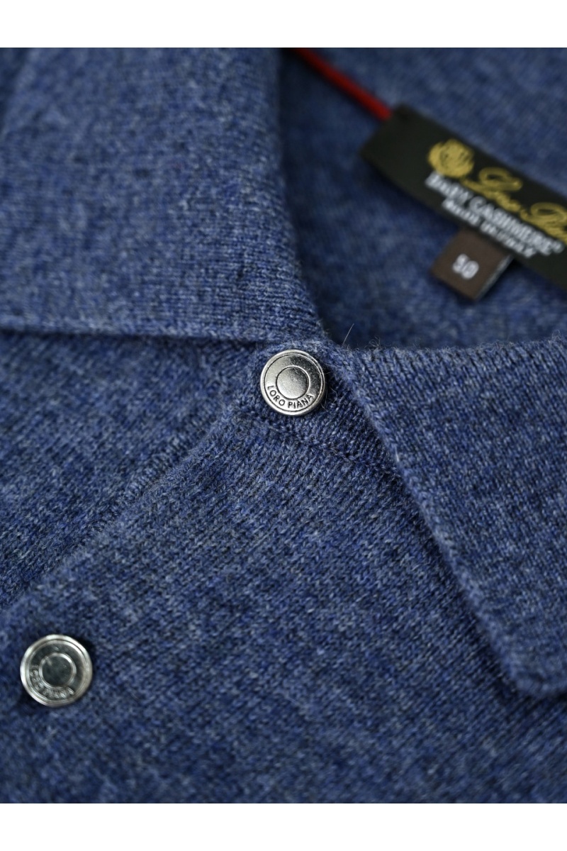 Loro Piana Синее поло с длинным рукавом premium