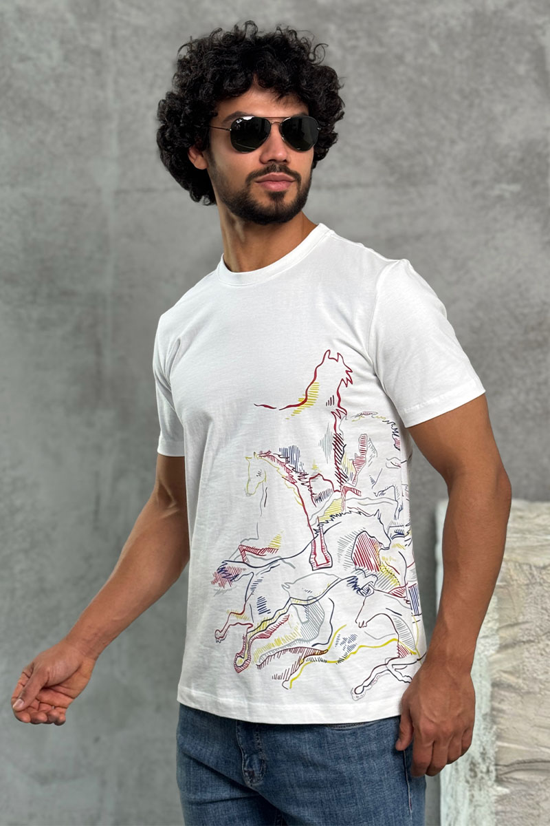 Hermes Мужская белая футболка 