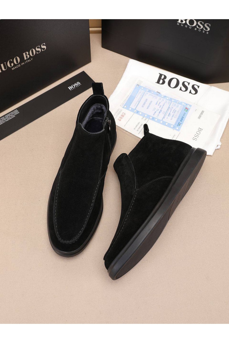 Hugо Воss Замшевые лоферы с мехом high-top - Black