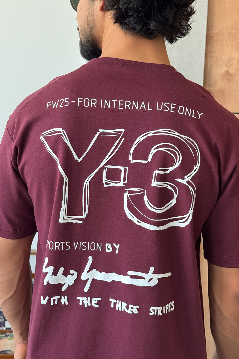 Y-3 Yohji Yamamoto Мужская бордовая футболка 