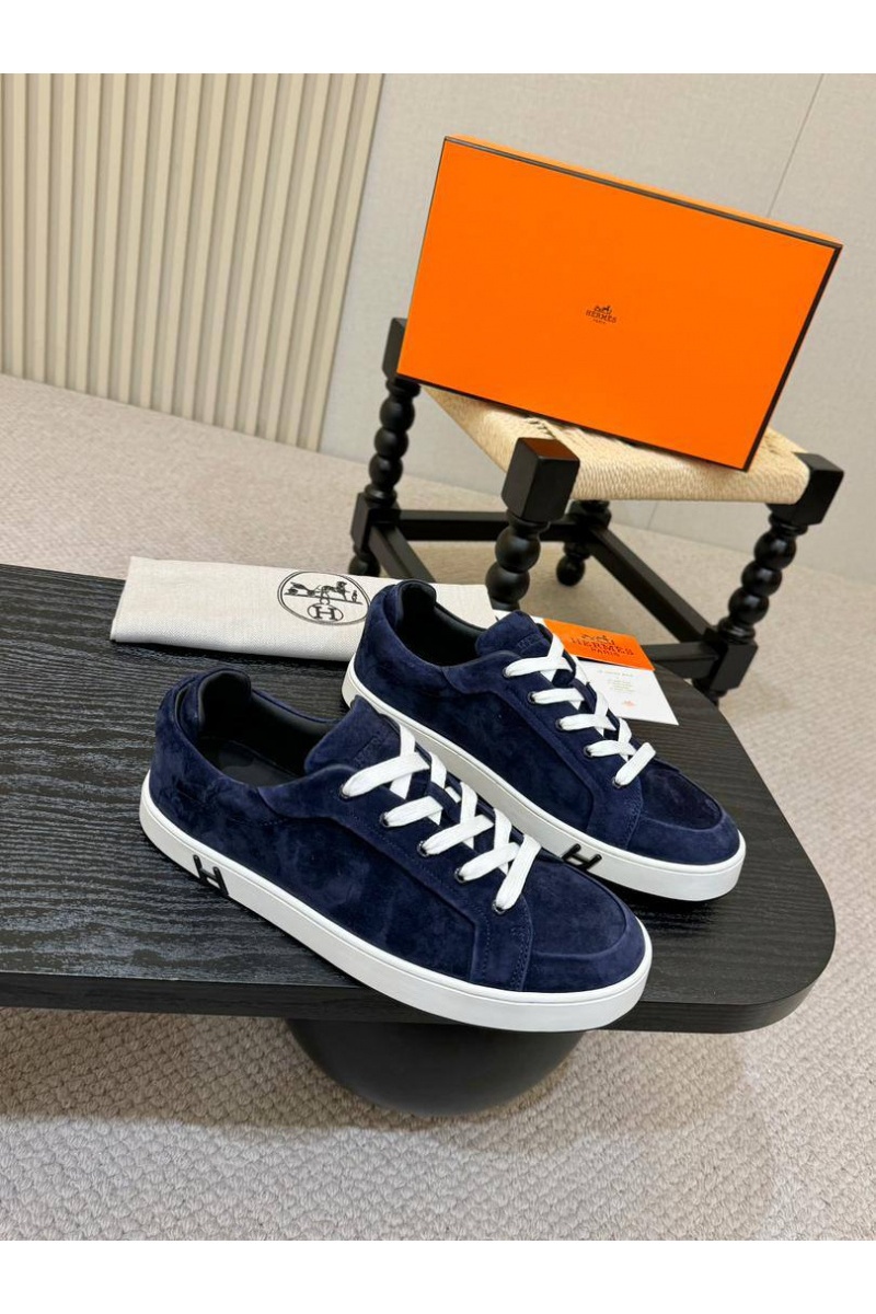Hermes Мужские замшевые кроссовки Kid - Navy