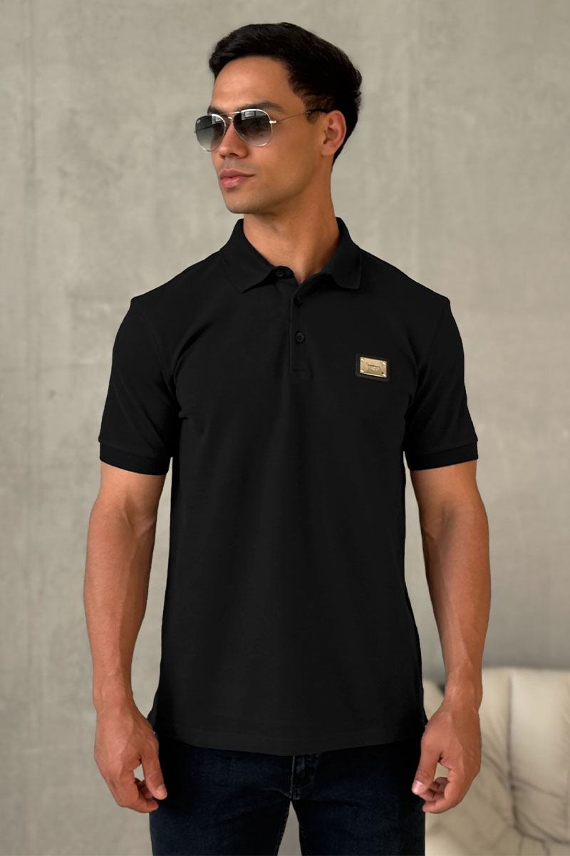 Dоlсе & Gаbbаnа Мужское чёрное поло logo-plaque