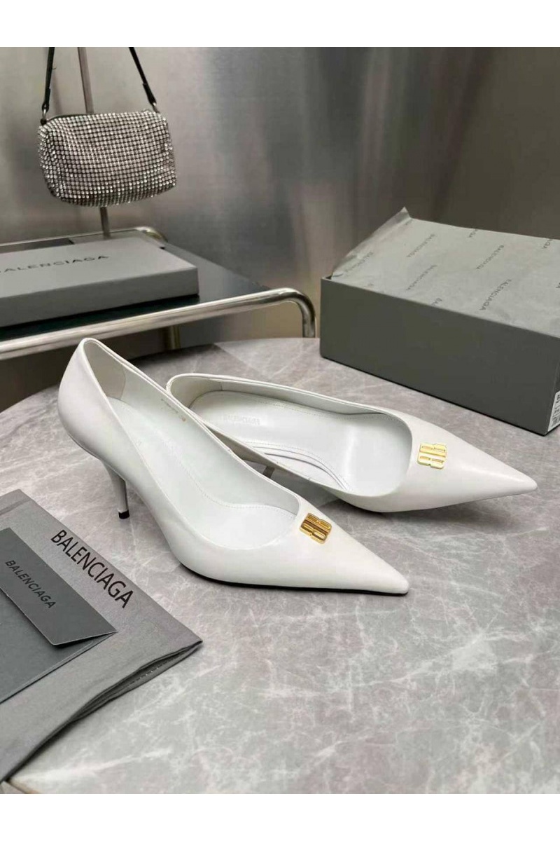 Balenciaga Женские кожаные туфли на каблуке premium