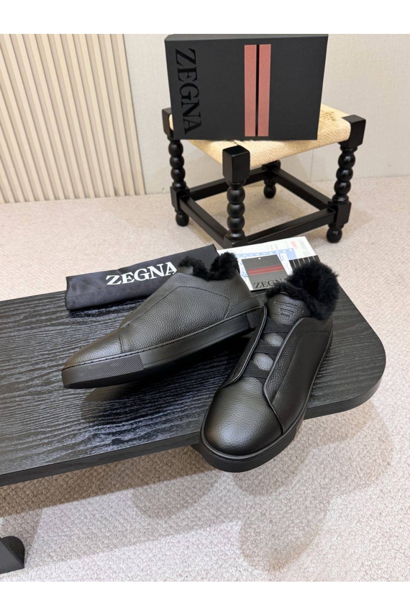 Zegna Кроссовки с мехом Triple Stitch high-top