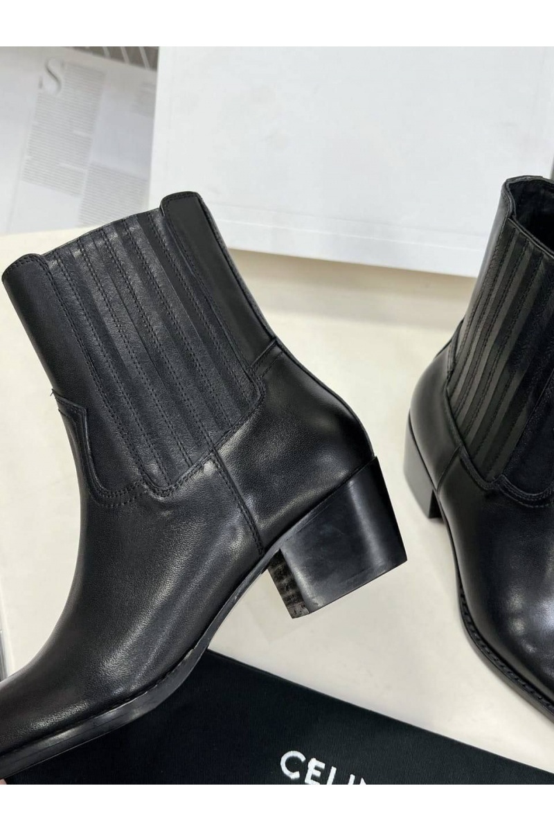 Celine Женские кожаные сапоги Premium - Black