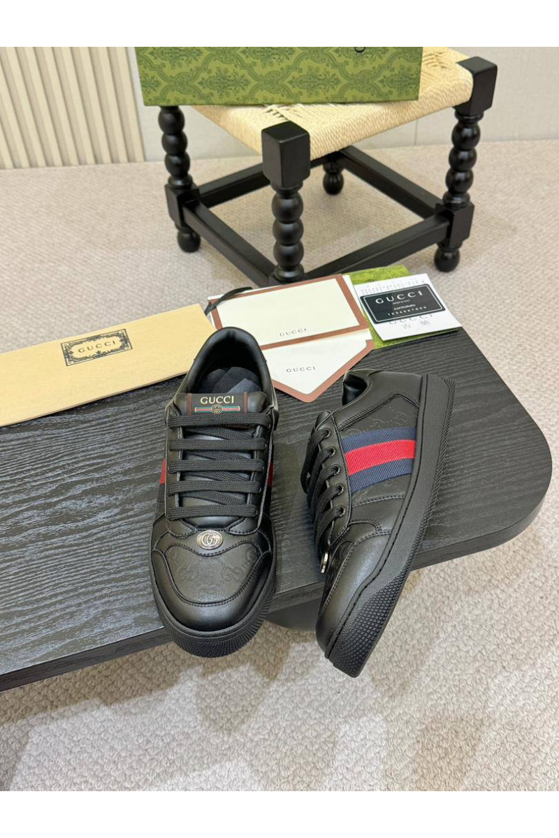 Gucci Кожаные кроссовки GG Screener - Black