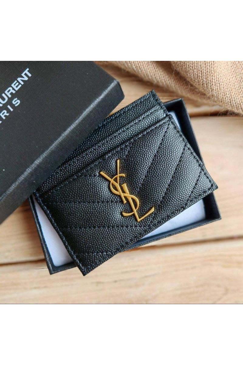Yves Saint Laurent Кожаный чёрный кардхолдер 10.5x7.8 см