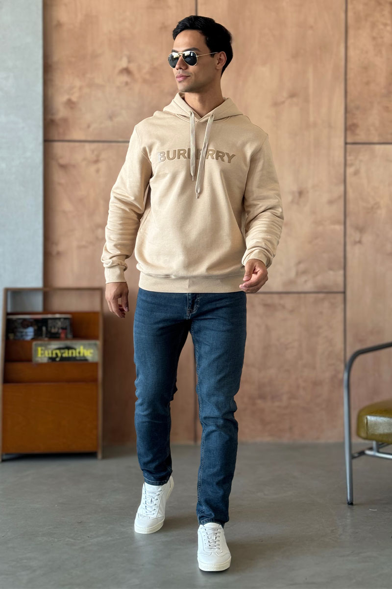 Burberry Мужское бежевое худи logo-print