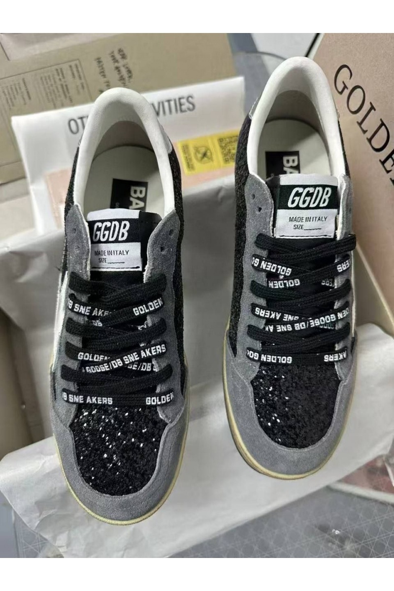 Designer Clothing Женские кожаные кроссовки Golden Goose Ball Star Premium - Black / Grey