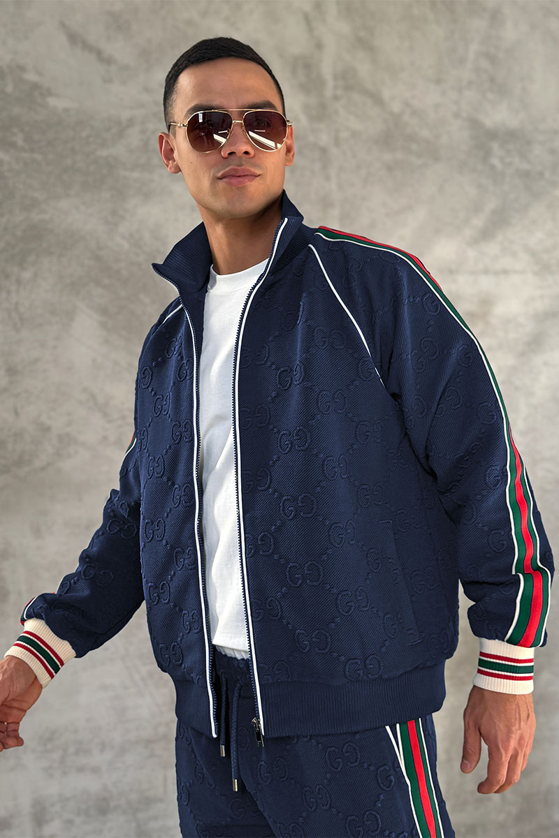 Gucci Тёмно-синий спортивный костюм GG jacquard