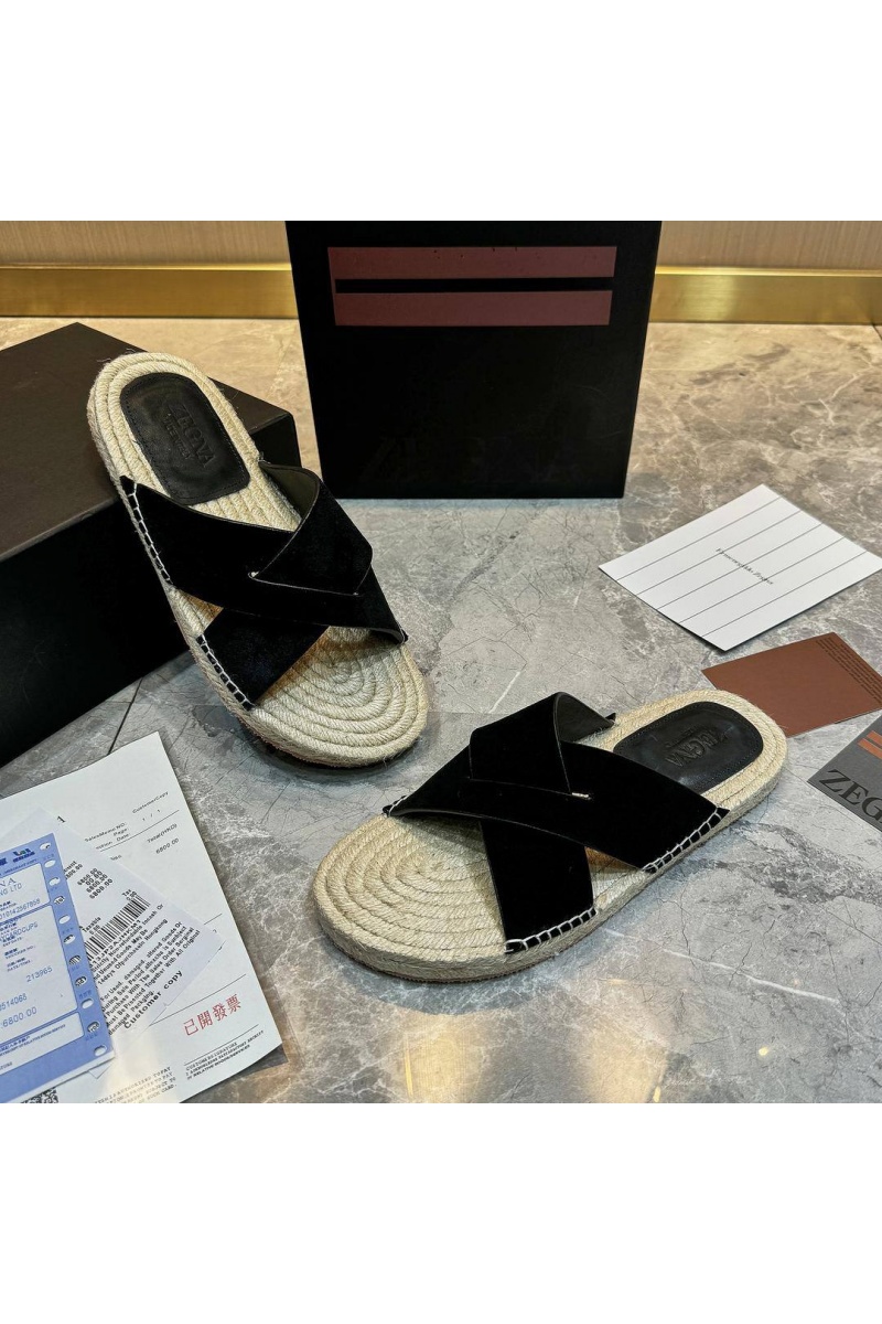 Zegna Мужские шлёпанцы suede - Black
