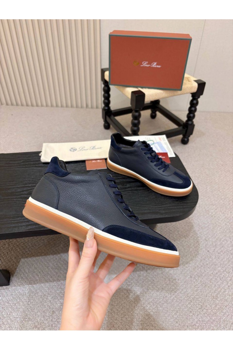 Loro Piana Кожаные кроссовки с мехом high-top