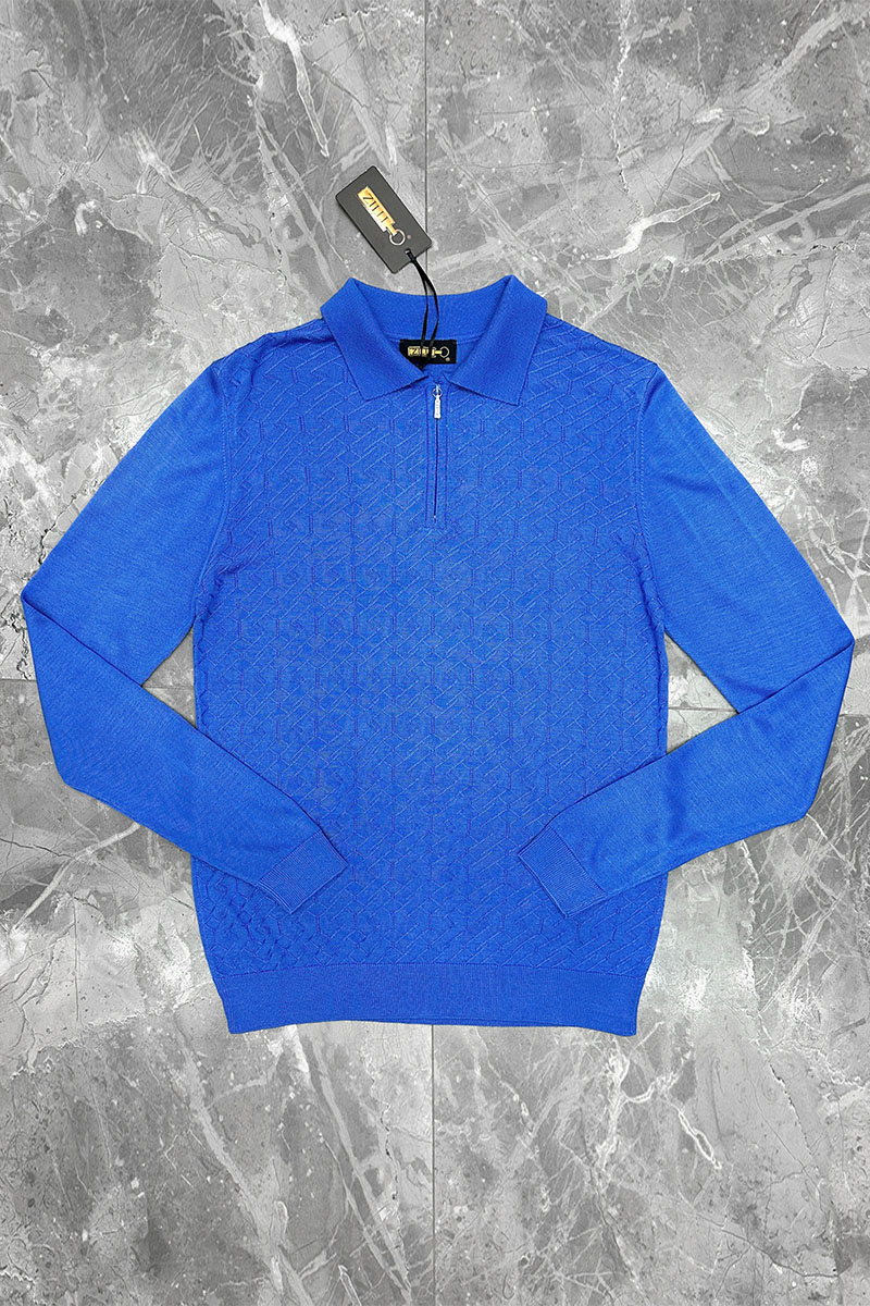 Zilli Поло с длинным рукавом zip-up - Blue