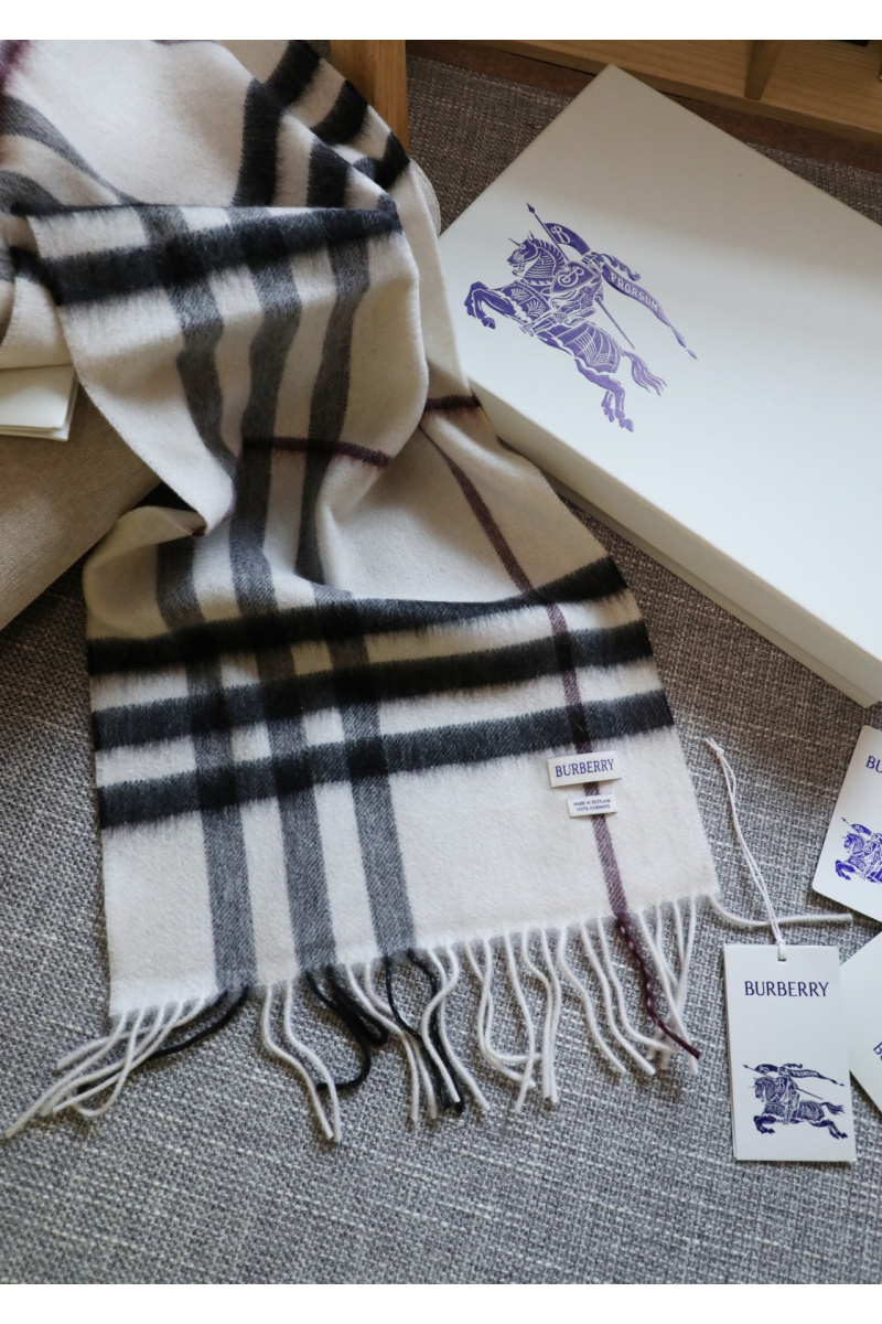 Burberry Шарф two-tone Check premium 168x30 см - White