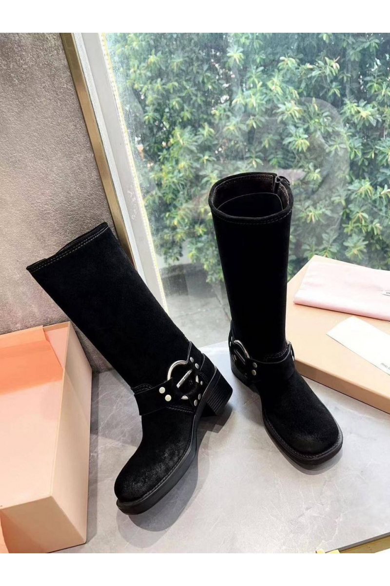 MIU MIU Женские замшевые сапоги Ankle Premium