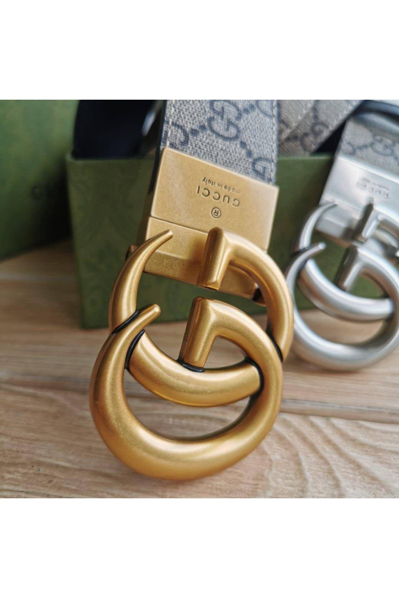 Gucci Двусторонний ремень GG Monogram - Silver (ширина 4 см, длина 80 / 85 см)
