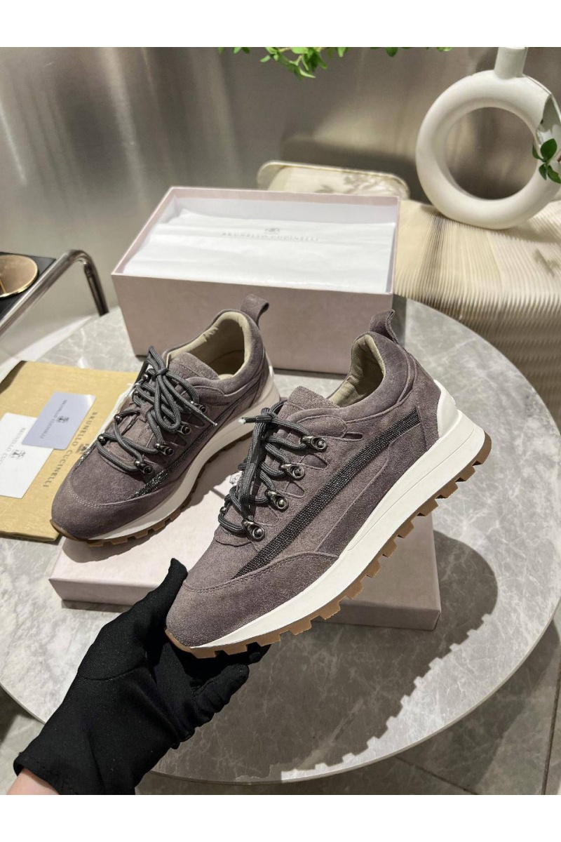 Brunеllо Сuсinеlli Женские замшевые кроссовки Monili Premium - Grey