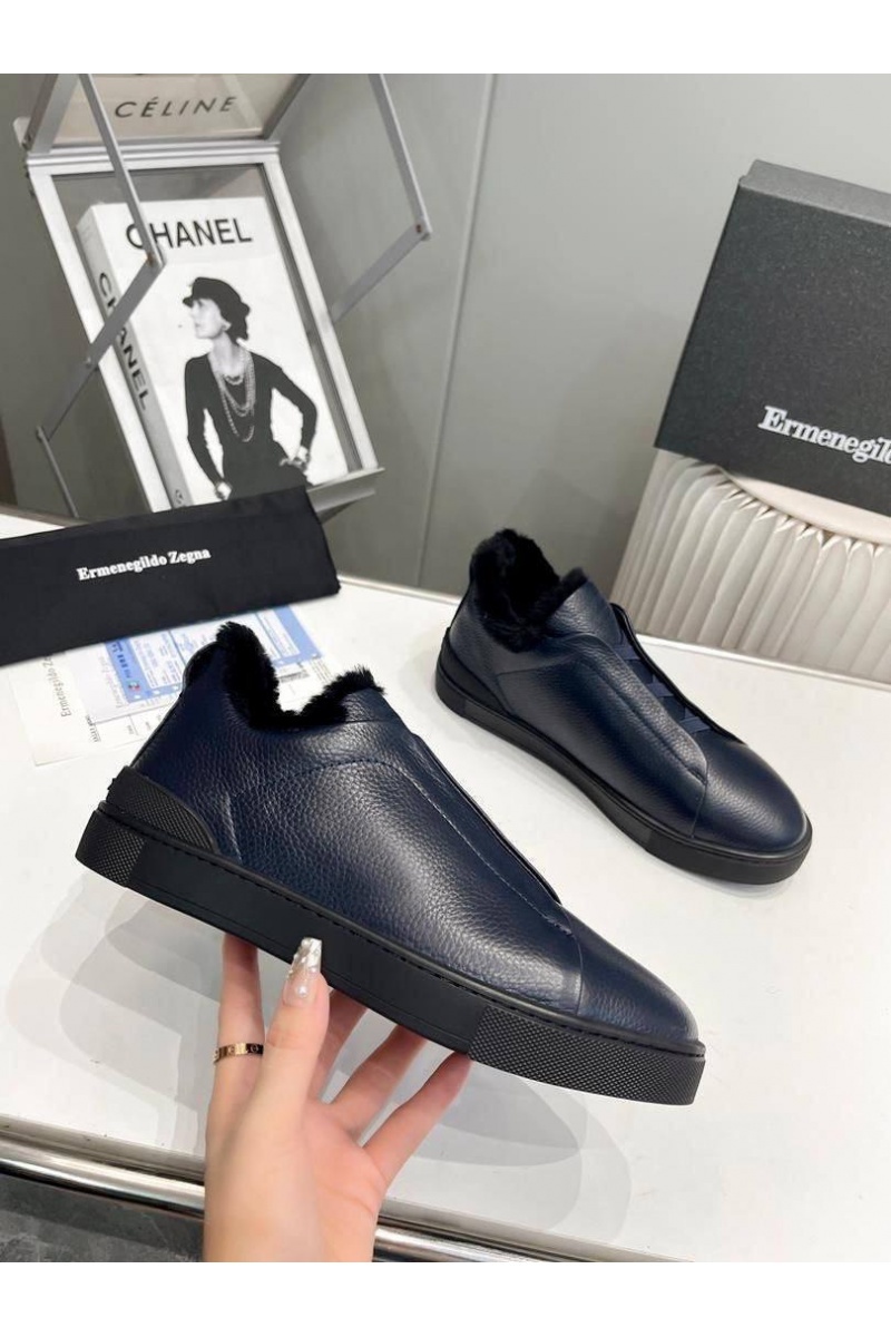 Zegna Кроссовки с мехом Triple Stitch
