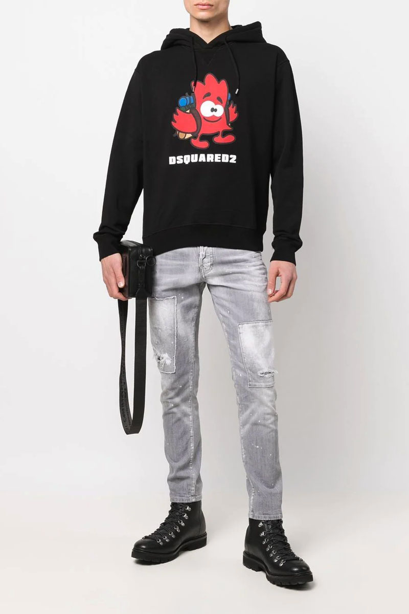 Dsquared2 Мужское чёрное худи logo-print
