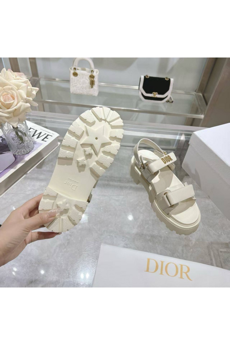 Dior Белые женские кожаные сандалии 