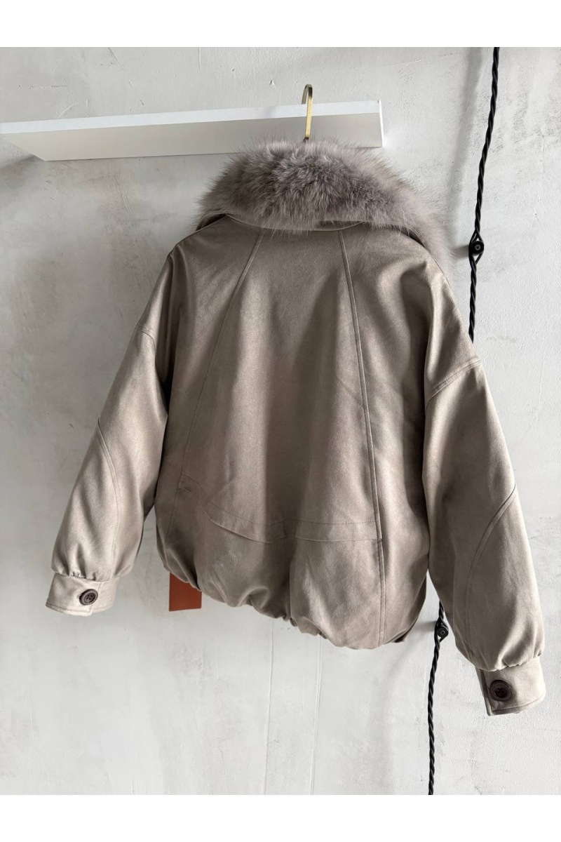 Loro Piana Женский бомбер с натуральным мехом premium