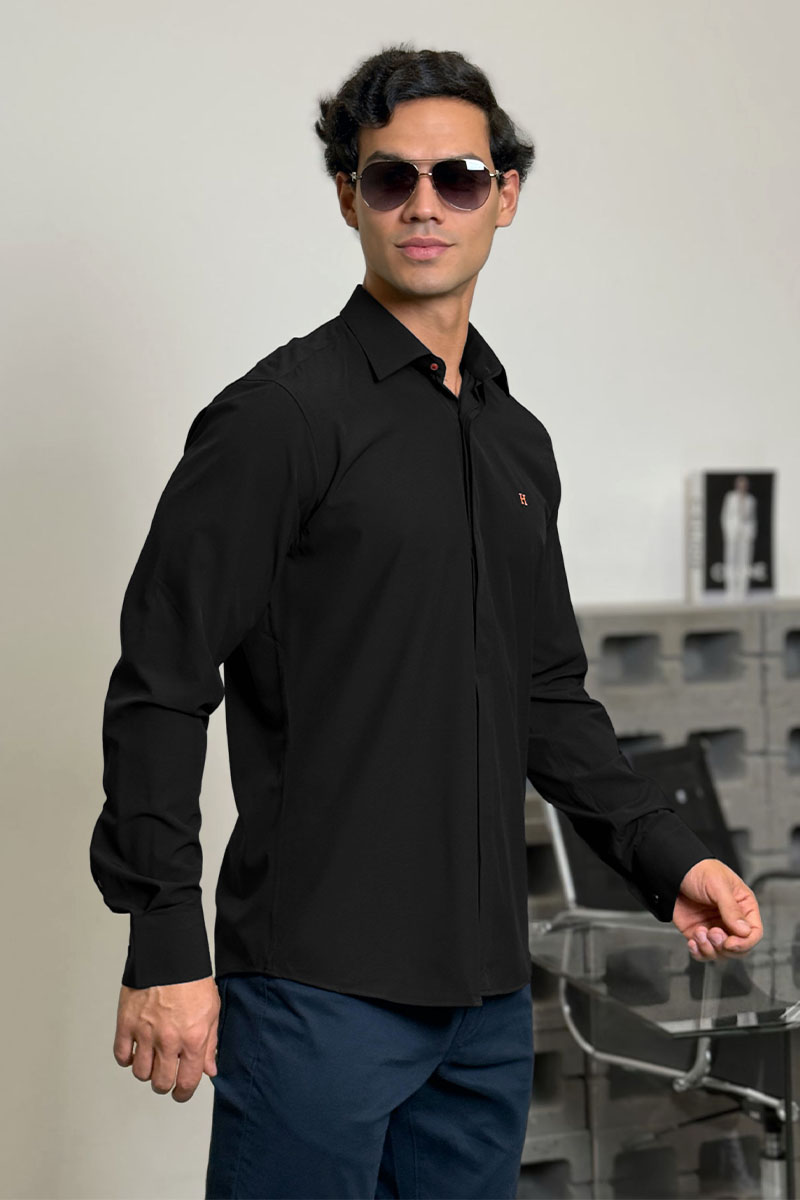 Hermes Мужская рубашка H embroidered - Black