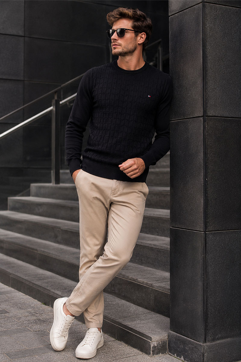 Tommy Hilfiger Мужской джемпер logo-embroidered - Black 