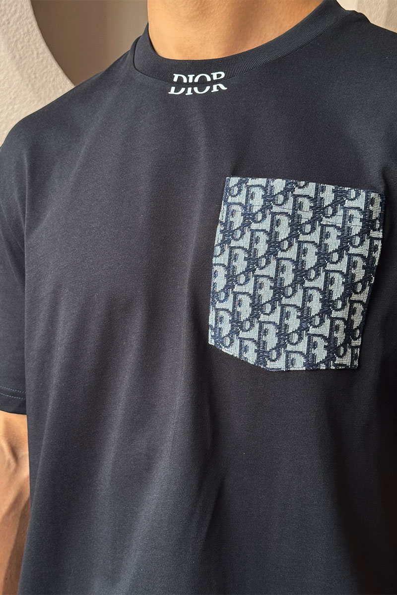 Dior Чёрная оверсайз футболка pocket logo