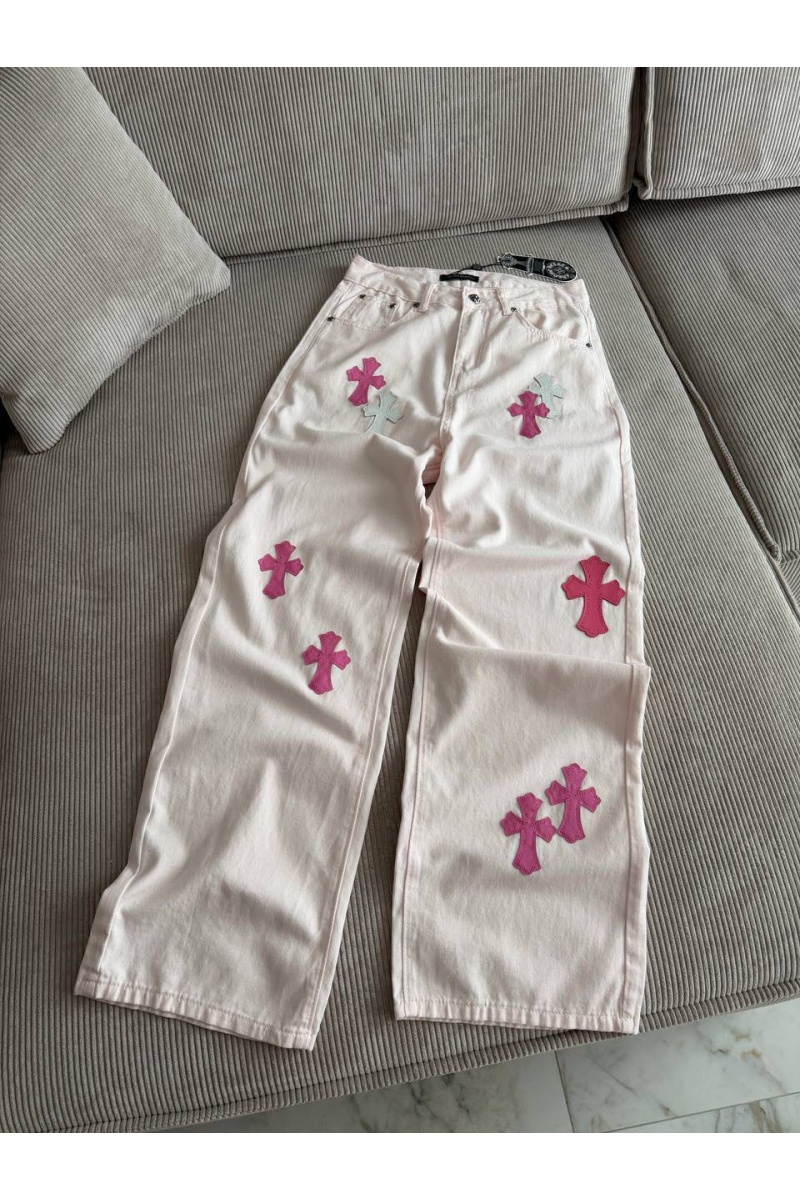 Chrome Hearts Женские прямые джинсы белого цвета premium