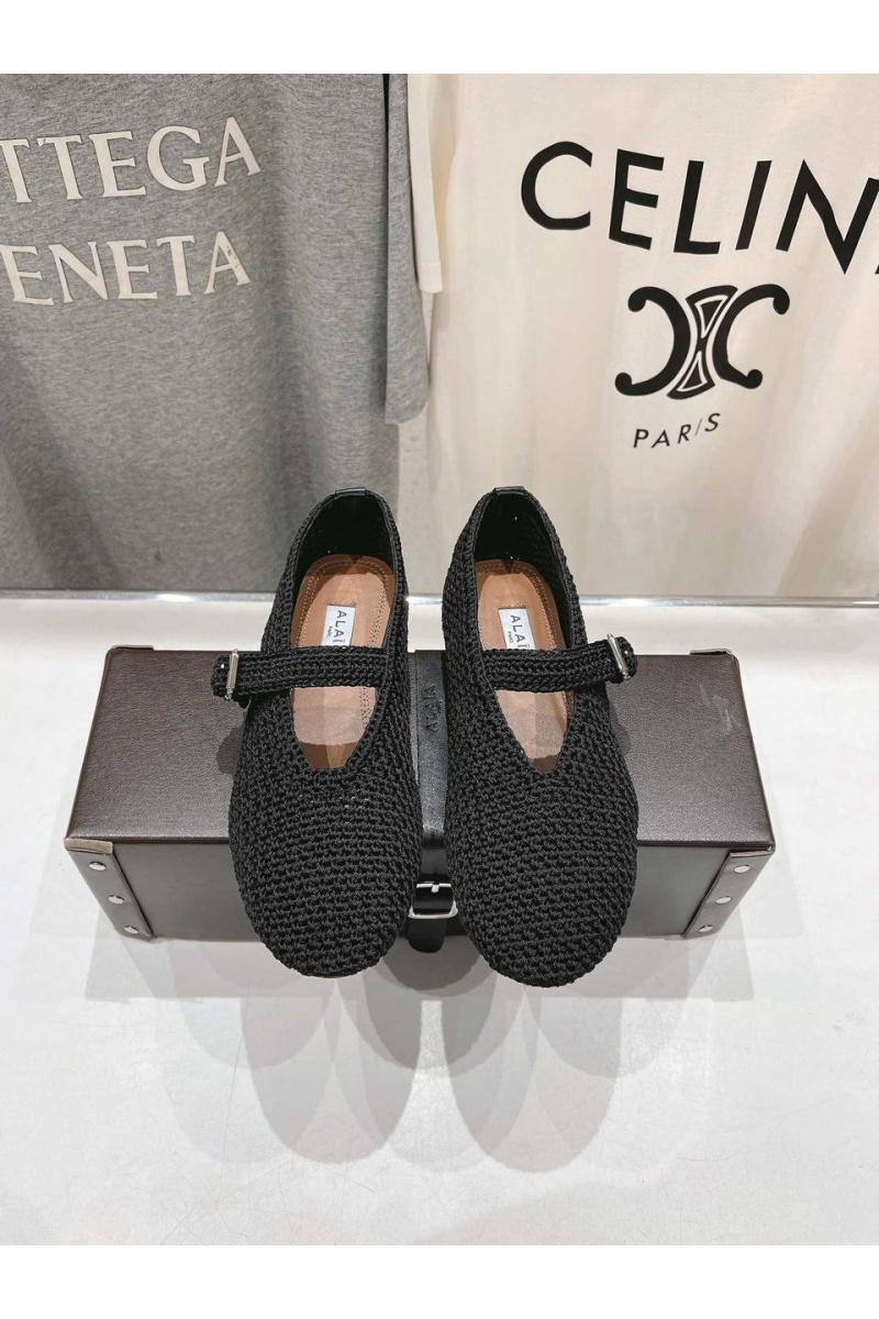 Designer Clothing Женские плетёные балетки ALaia Premium - Black