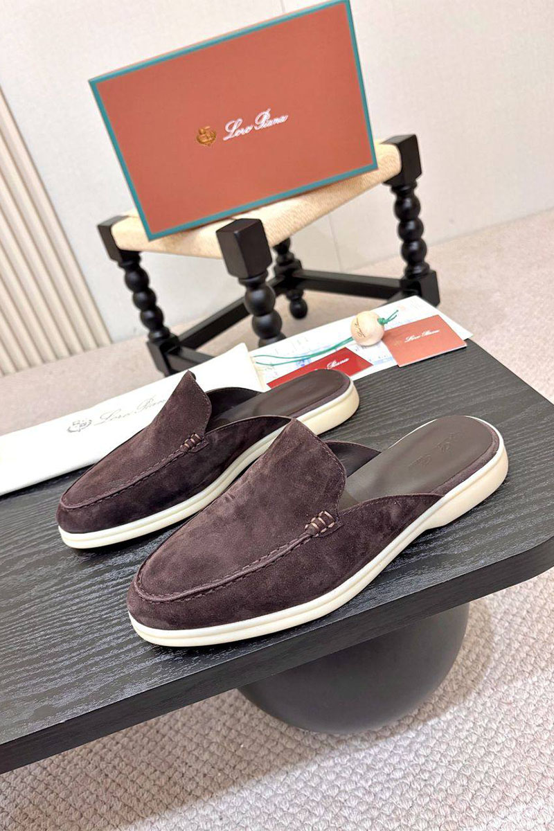 Loro Piana Мужские замшевые шлёпанцы Loro Piana