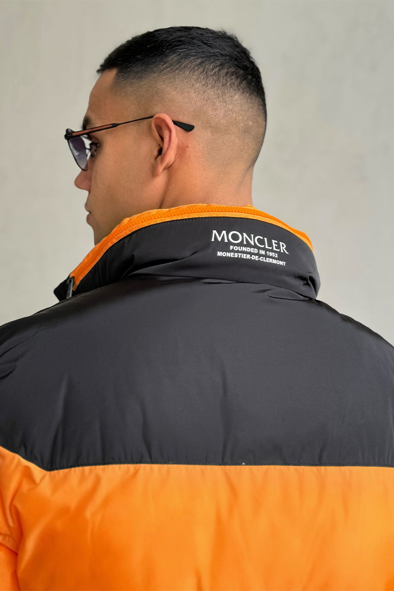 Moncler Утеплённая куртка Peuplier logo-patch - Orange / Black 